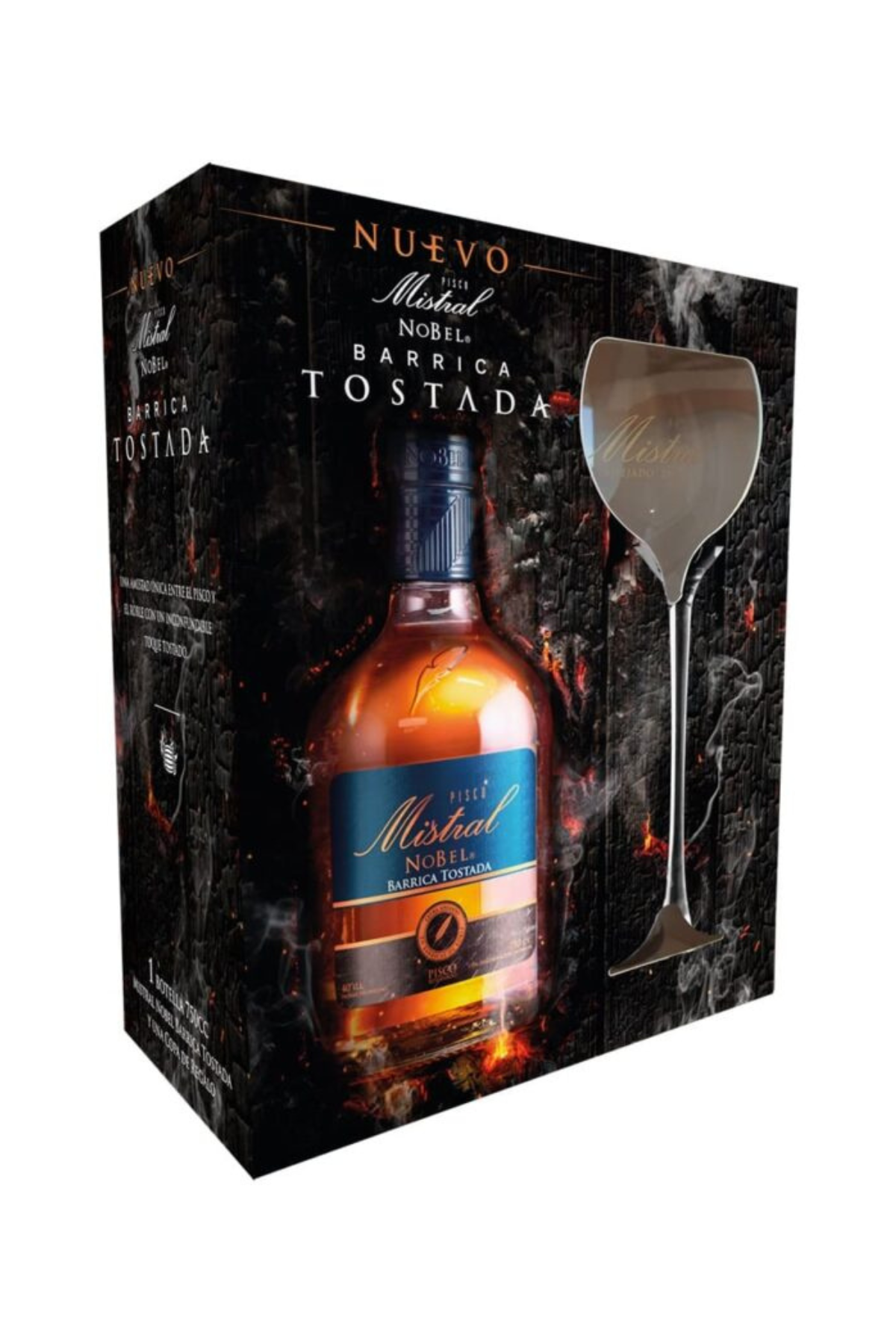 Promo Pisco Mistral Nobel Barricas Tostadas 750ml + Copa Mistral