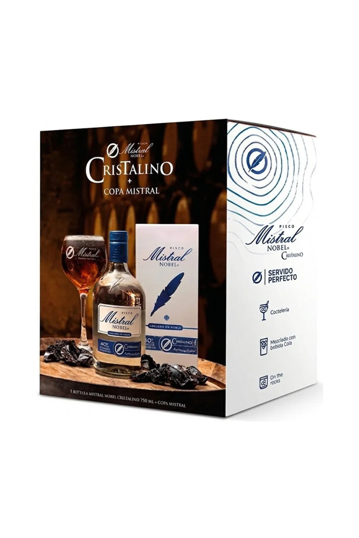 Promo Pisco Mistral Cristalino 750ml 40º + Copa Mistral